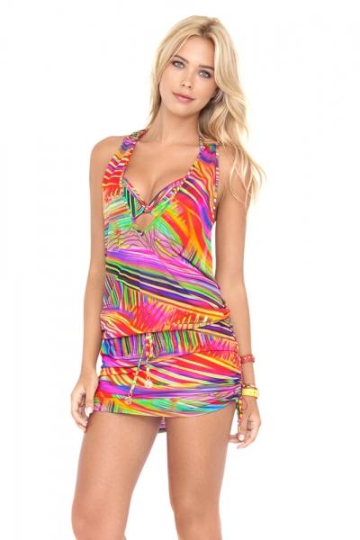 Luli Fama - Dreamin T-back Mini Dress In Multicolor