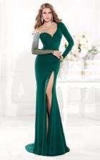 Tarik Ediz - Mte92373 Illusion Asymmetrical Long Sleeve Gown