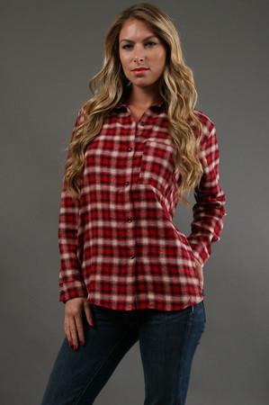 JET by John Eshaya Plaid Shirt Top in Red Women