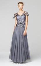 Daymor Couture - Lace Floral V Neck Long Dress 252
