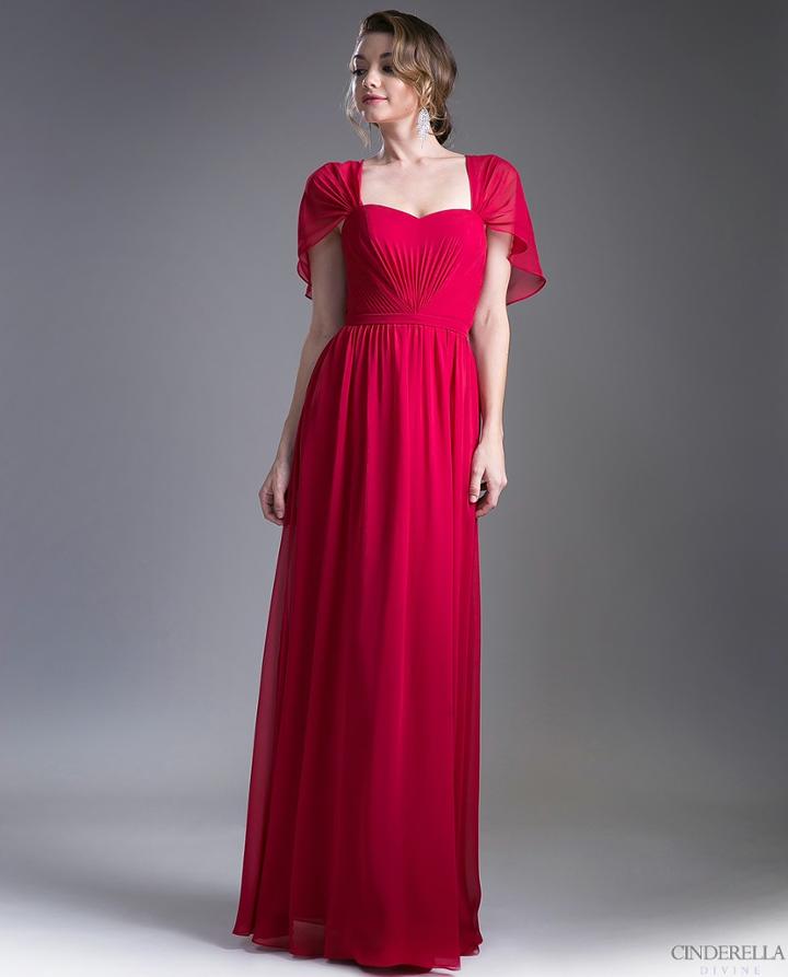 Cinderella Divine - Ruched Semi-sweetheart Dress With Cape Detail