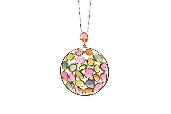 Tresor Collection - Multicolor Tourmaline Pendant In 18k Yellow Gold