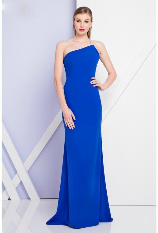 Terani Evening - 1721e4156 Asymmetric Neck Sheath Dress