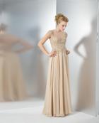 Marsoni By Colors - M108 Beaded Illusion Chiffon Long Dress