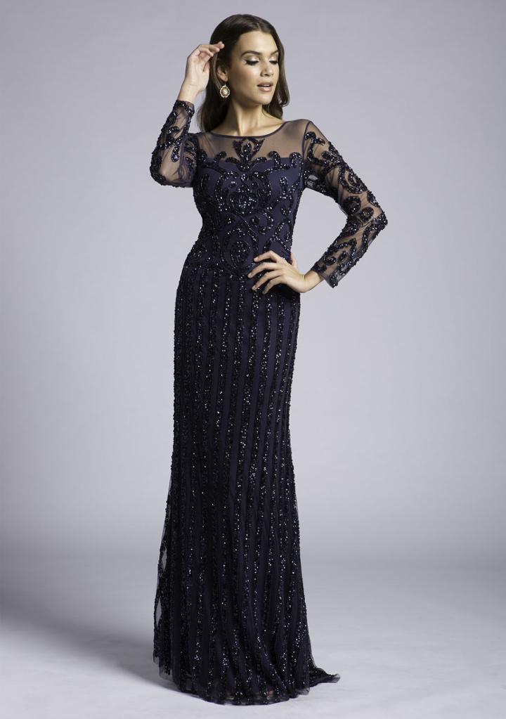 Lara Dresses - 33433 Sequined Illusion Bateau Sheath Dress