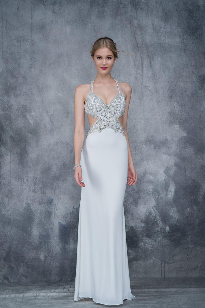 Nina Canacci - 2165 Embellished V-neck Sheath Dress
