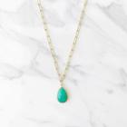 Margaret Elizabeth - Long Chrysoprase Teardrop Pendant