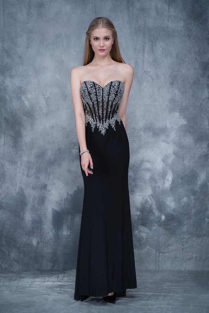 Nina Canacci - 1378 Strapless Crystal Ornate Corset Gown