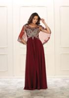May Queen - Rq7514 Cape Sleeve Embellished A-line Gown