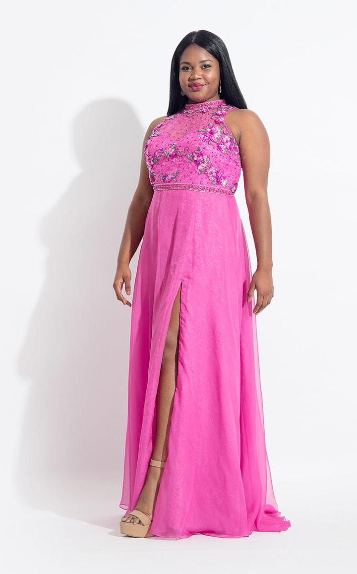 Rachel Allan Curves - 6323 Lace And Beaded Chiffon Dress