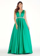 Ashley Lauren - 1304 Crystal Embellished Deep V-neck Ballgown