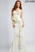 Jovani - 90471 Lace Applique Sweetheart Peplum Sheath Dress