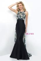Blush - Geometric Overlaid Mermaid Gown 7103