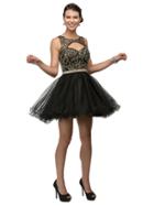 Dancing Queen - Twinkling Lace Illusion Cutout A-line Prom Dress 9510