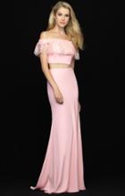 Madison James - 18-667 Pretty Two Piece Off Shoulder Sheath Dress