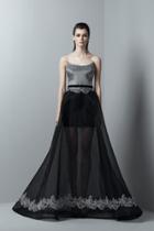 Saiid Kobeisy - 3372 Modified Scoop Metallic A-line Dress