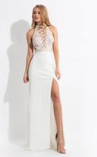 Rachel Allan - 6052 Embellished High Floral Sheath Dress
