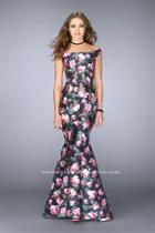 La Femme - Off Shoulder Floral Mikado Mermaid Prom Dress 24551