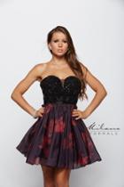 Milano Formals - Embellished Corset Floral Print Cocktail Dress E2067
