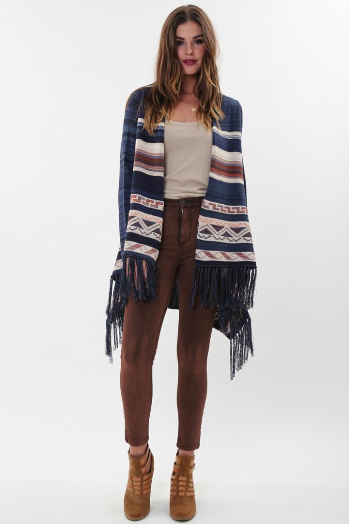 Goddis - Paxton Fringe Sweater In Silver Sand