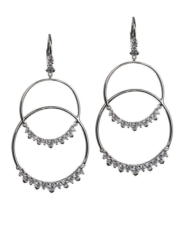 Cz By Kenneth Jay Lane - Open Circle Double Drop Earrings