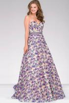 Jovani - Long Floral Strapless Sweetheart Dress 47740