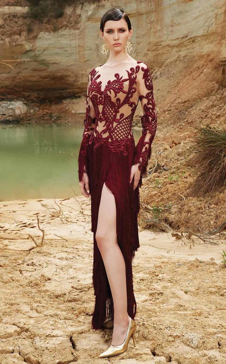Mnm Couture - 2356 Sheer Embroidered Sheath Dress