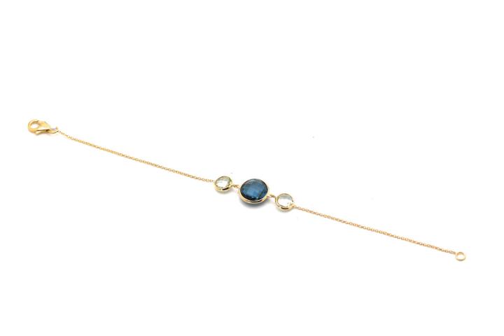 Tresor Collection - 18k Yellow Gold Bracelet With Blue Topaz & Green Amethyst