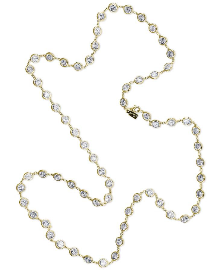 Cz By Kenneth Jay Lane - 36 Gold Plated Round Bezel Set Necklace