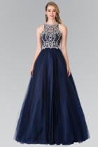 Elizabeth K - Bejeweled Sleeveless Chiffon Evening Gown Gl2327