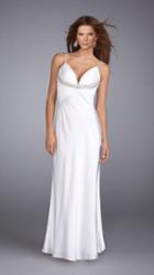 La Femme - Sensational Bejeweled V-neck Sheath Dress 13308