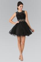 Elizabeth K - Sleeveless Lace Bodice Short Dress Gs1427