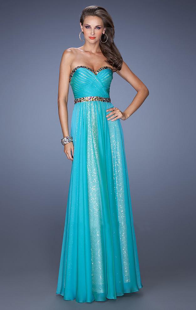 La Femme - 19388 Strapless Glitter Layered Gown
