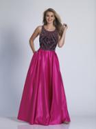 Dave & Johnny - 3355 Beaded Scoop Neck A-line Dress