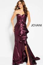 Jovani - 48869 Pleated Sweetheart Metallic Trumpet Dress