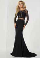 Tiffany Homecoming - 46129 Long Sleeve Lace Ornate Illusion Paneled Gown