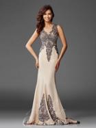 Clarisse - M6419 Intricate Embellished Lace Sheath Gown