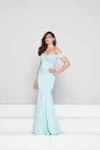 Glow By Colors - G786 Jeweled Lace Corset Bodice Off Shoulder Gown