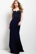 Jovani - 39640 Bejeweled Notched Sheath Gown