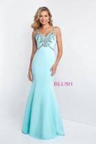 Blush - C1023 Crystal Beaded Backless Mermaid Gown