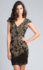 Lara Dresses - 33439 V-neck Shimmering Cocktail Dress