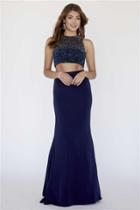 Jolene Collection - 18064 Ombre Jeweled Two-piece Sheath Gown