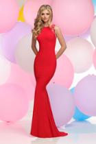Zoey Grey - Embroidered High Neck Jersey Sheath Dress 30934