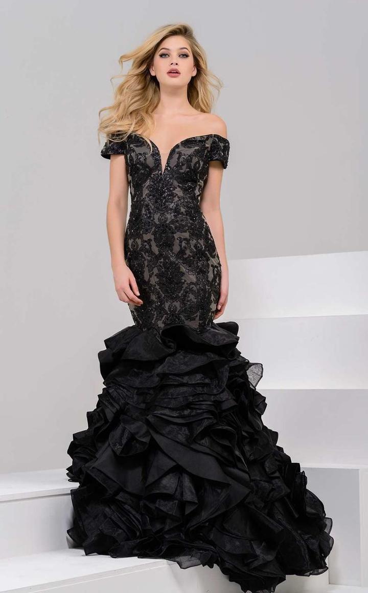 Jovani - 39746 Off Shoulder Ruffled Trumpet Gown