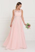 Elizabeth K - Gl2420 Jeweled Waist Lace A-line Gown