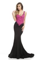Johnathan Kayne - 7083 Lace V-neck Mermaid Dress