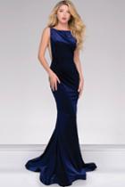 Jovani - 46060 Long Velvet Backless Prom Dress