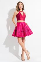 Rachel Allan Short - 4391 Two Piece Choker Style Mikado Short Dress