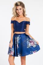 Rachel Allan Short - 4420 Off The Shoulder Two Piece Floral Dress