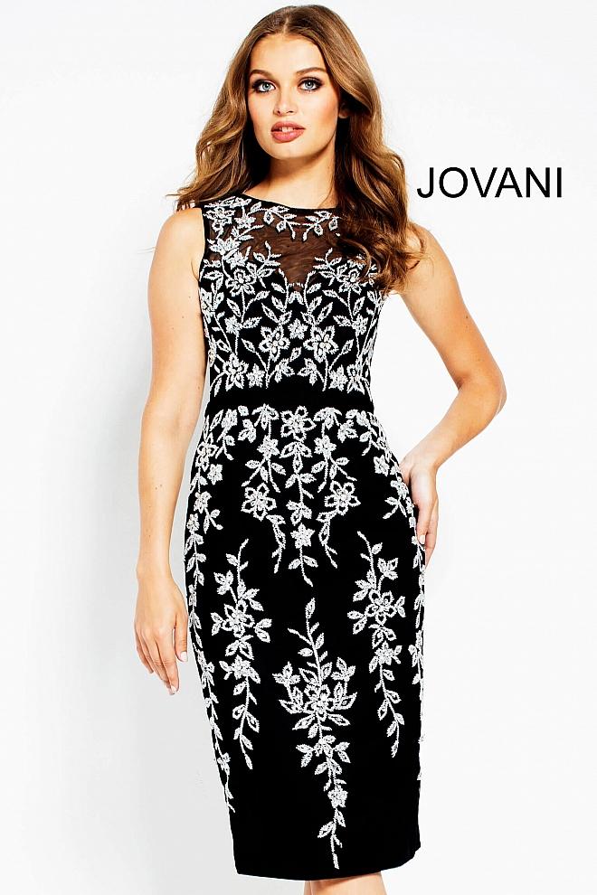 Jovani - 54463 Embroidered Illusion Bateau Sheath Dress